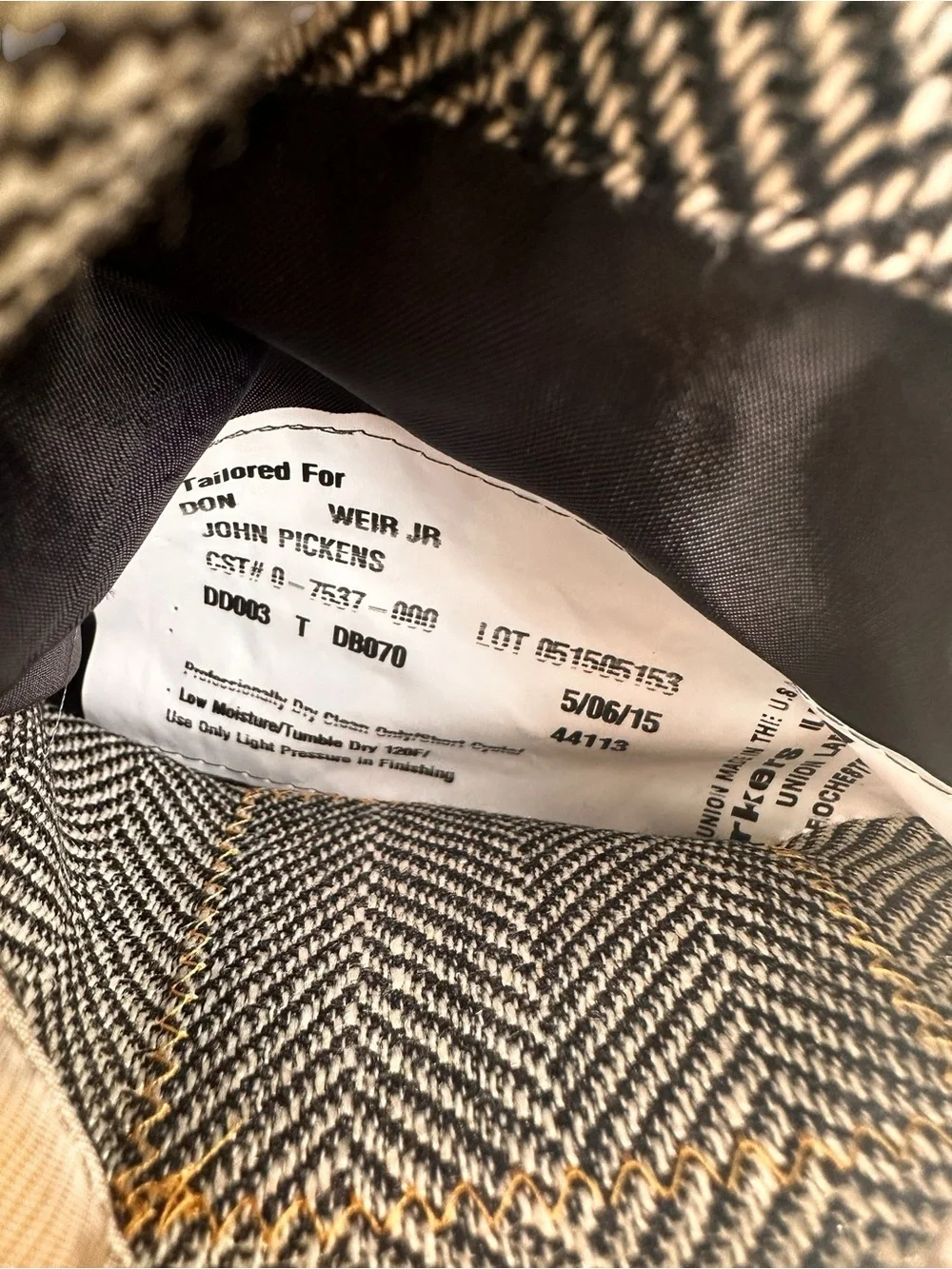 Hickey Freeman 44R Black Gray Sport Coat Blazer Houndstooth USA Made